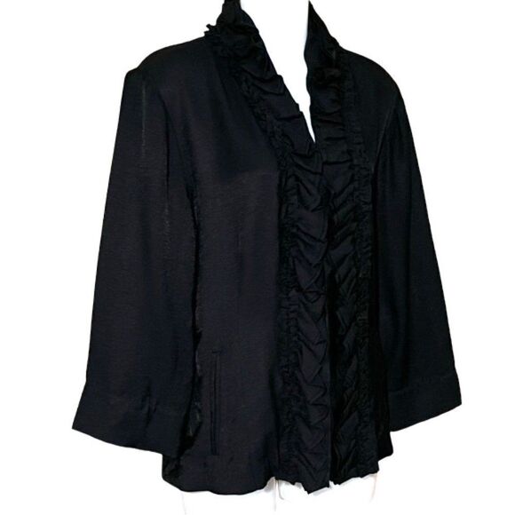 NWOT Chico's Ruffled Front Blazer Black Jacket Size 2 - Picture 3 of 12